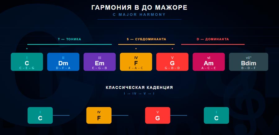 Гармонические аккорды тональности до мажор